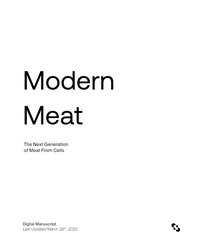 Modern Meat: The Next Generation of Meat from Cells