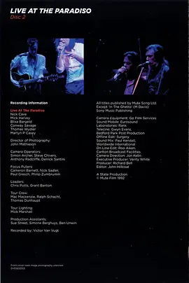 Nick Cave and The Bad Seeds Live at the Paradiso